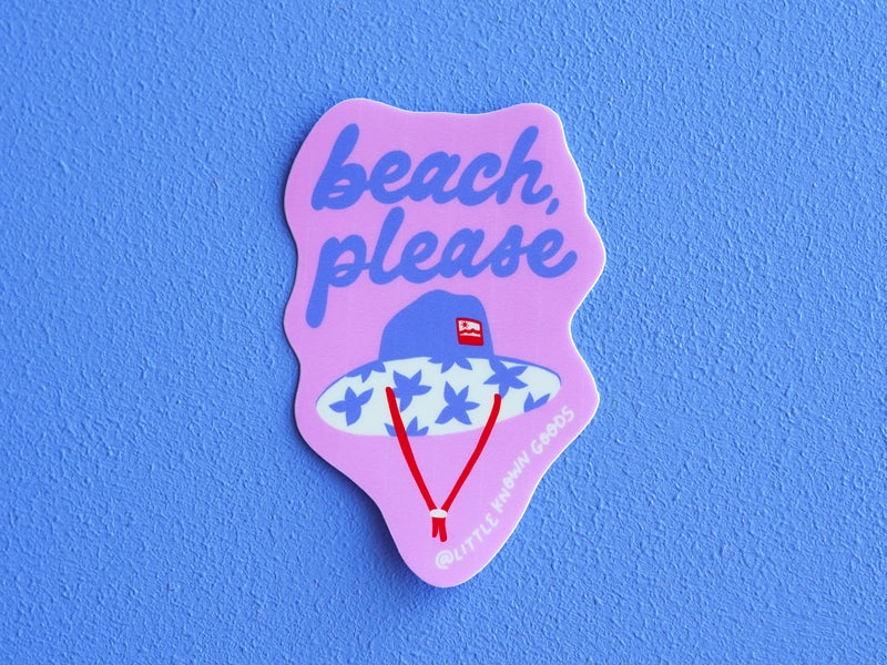Beach, Please Sun Hat Sticker