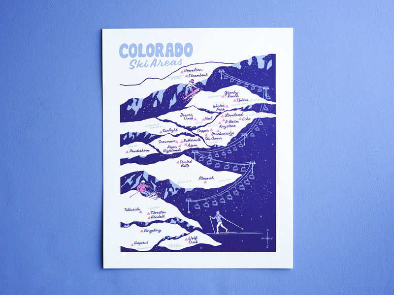 Colorado Ski Areas Map - 11x14"