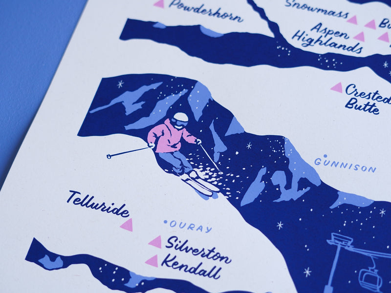 Colorado Ski Areas Poster - 18x24"