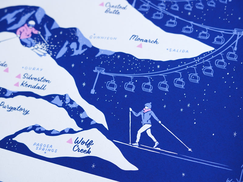 Colorado Ski Areas Poster - 18x24"