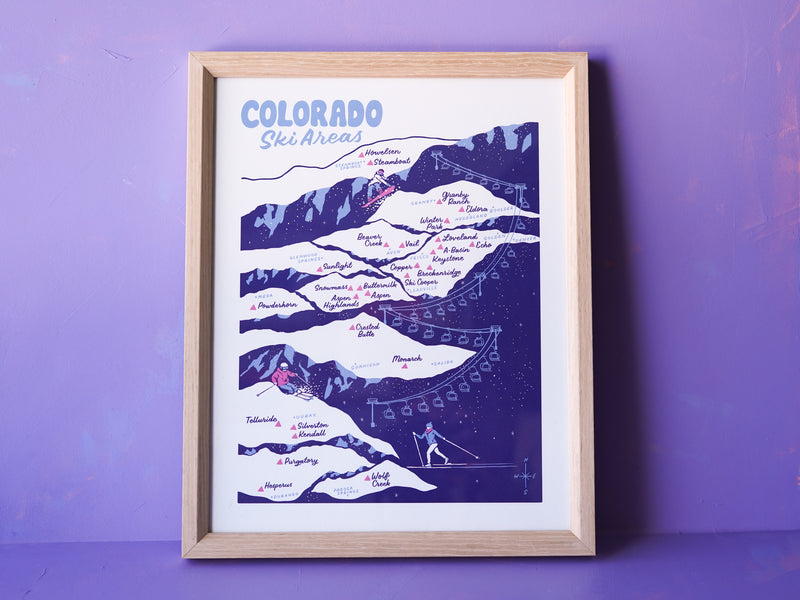 Colorado Ski Areas Map - 11x14"