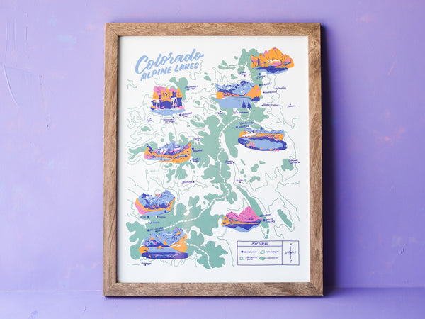Colorado Alpine Lakes Map - 11x14