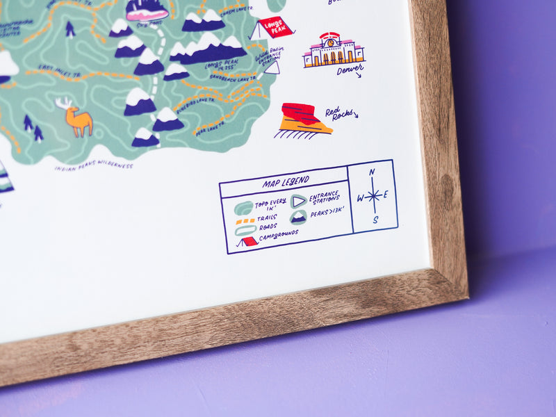 Rocky Mountain National Park Colorado Map - 11x14"