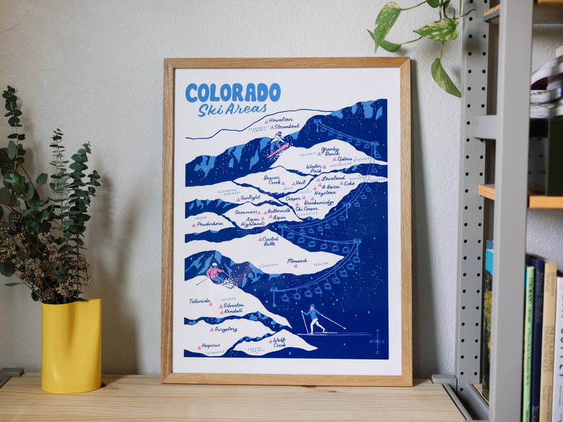 Colorado Ski Areas Poster - 18x24"