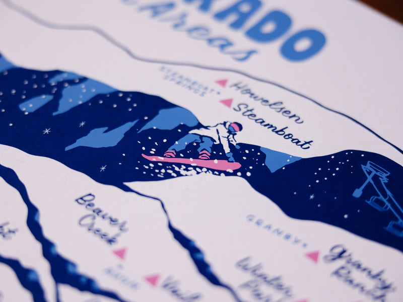 Colorado Ski Areas Poster - 18x24"
