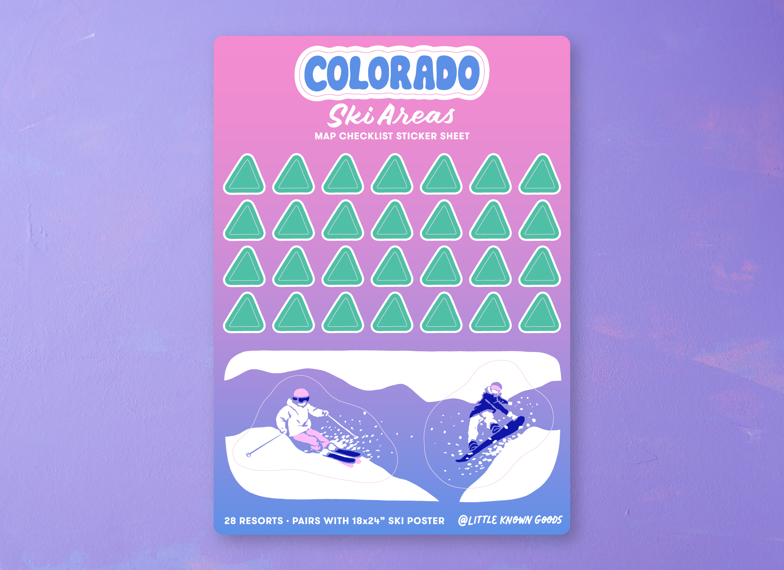 Colorado Ski Areas Map Checklist Sticker Sheet