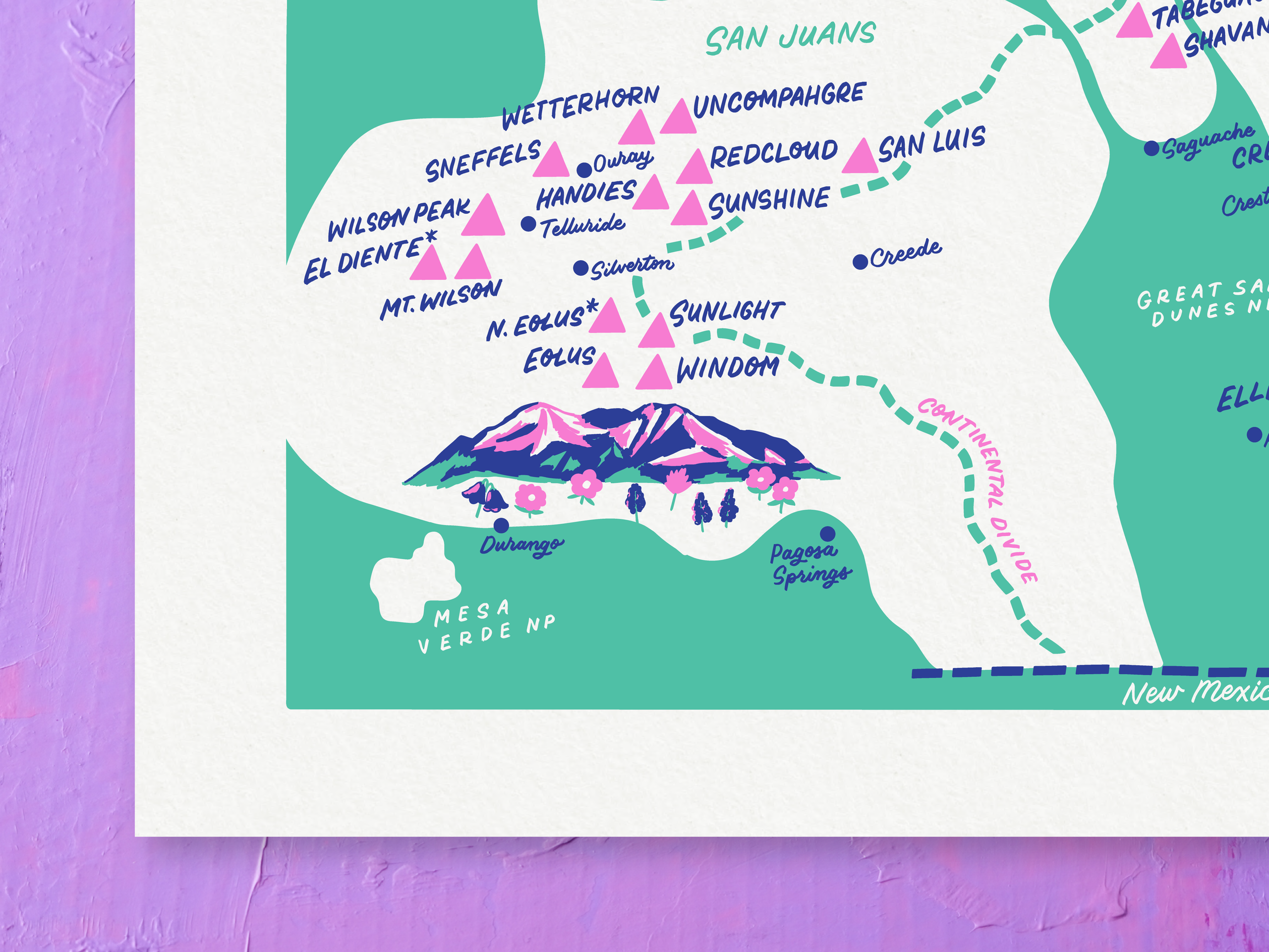 Colorado 14ers Map 2.0 - 11x14"