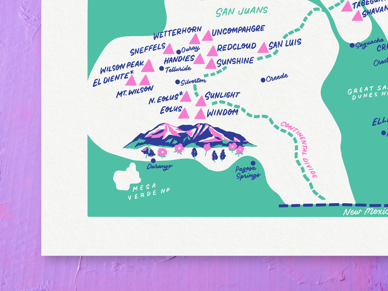 Colorado 14ers Map 2.0 - 11x14"