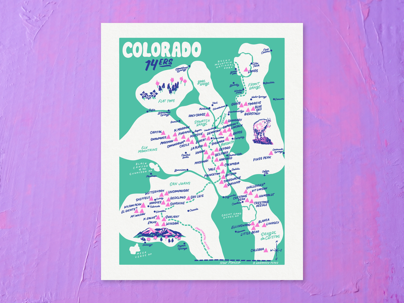 Colorado 14ers Map 2.0 - 11x14"