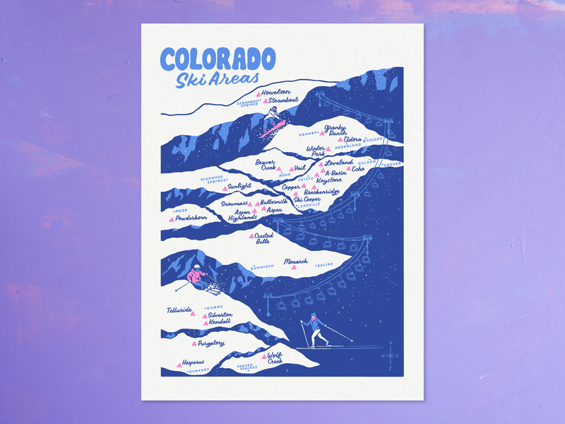 Colorado Ski Areas Poster - 18x24"
