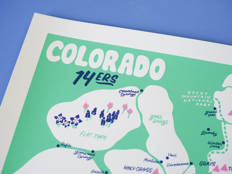 Colorado 14ers Screen Printed Poster - 18x24"