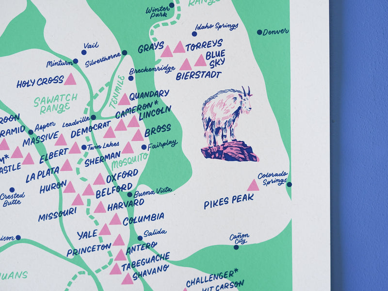 Colorado 14ers Screen Printed Poster - 18x24"