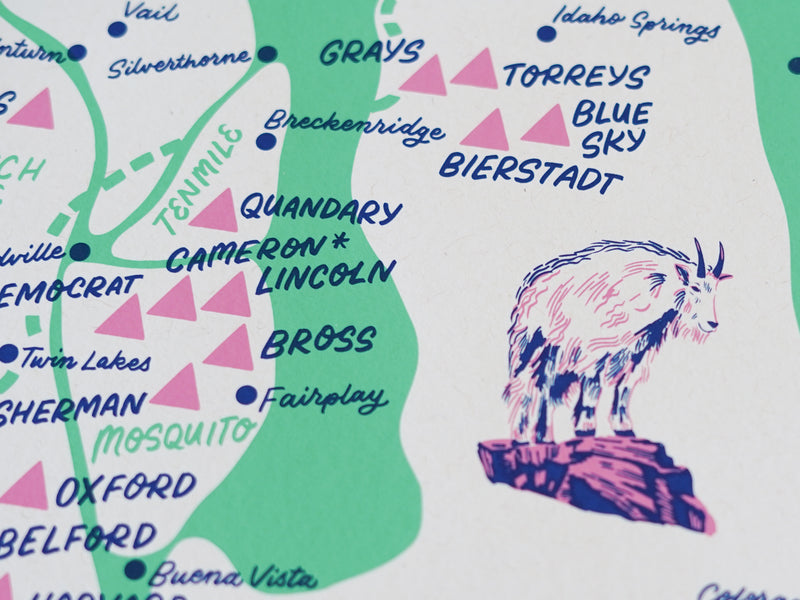 Colorado 14ers Screen Printed Poster - 18x24"