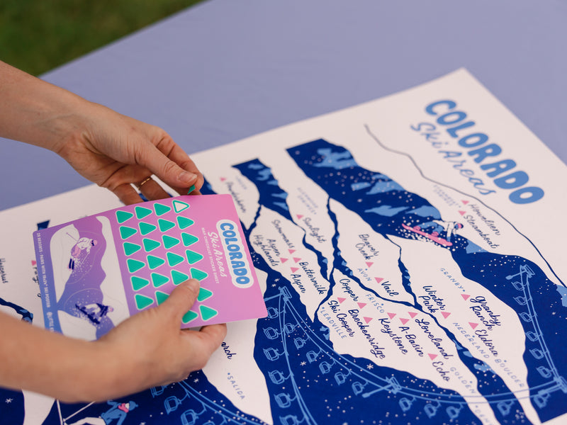 Colorado Ski Areas Map Checklist Sticker Sheet