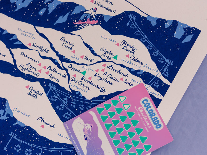 Colorado Ski Areas Map Checklist Sticker Sheet
