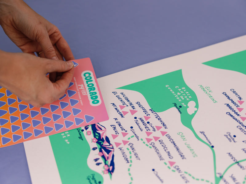 Colorado 14ers Map Checklist Sticker Sheet