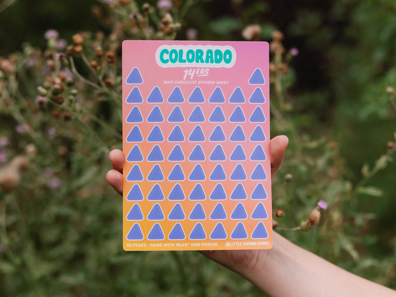 Colorado 14ers Map Checklist Sticker Sheet