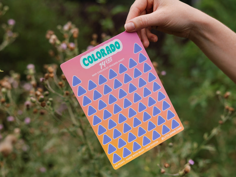 Colorado 14ers Map Checklist Sticker Sheet
