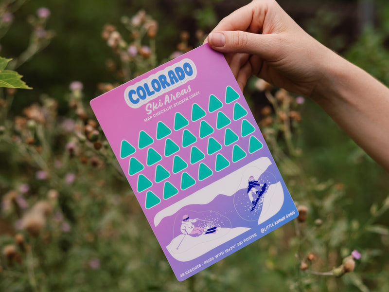 Colorado Ski Areas Map Checklist Sticker Sheet