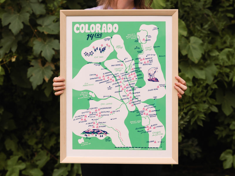 Colorado 14ers Screen Printed Poster - 18x24"