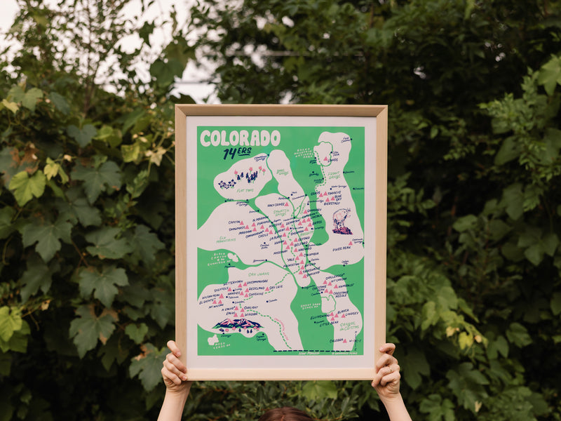 Colorado 14ers Screen Printed Poster - 18x24"