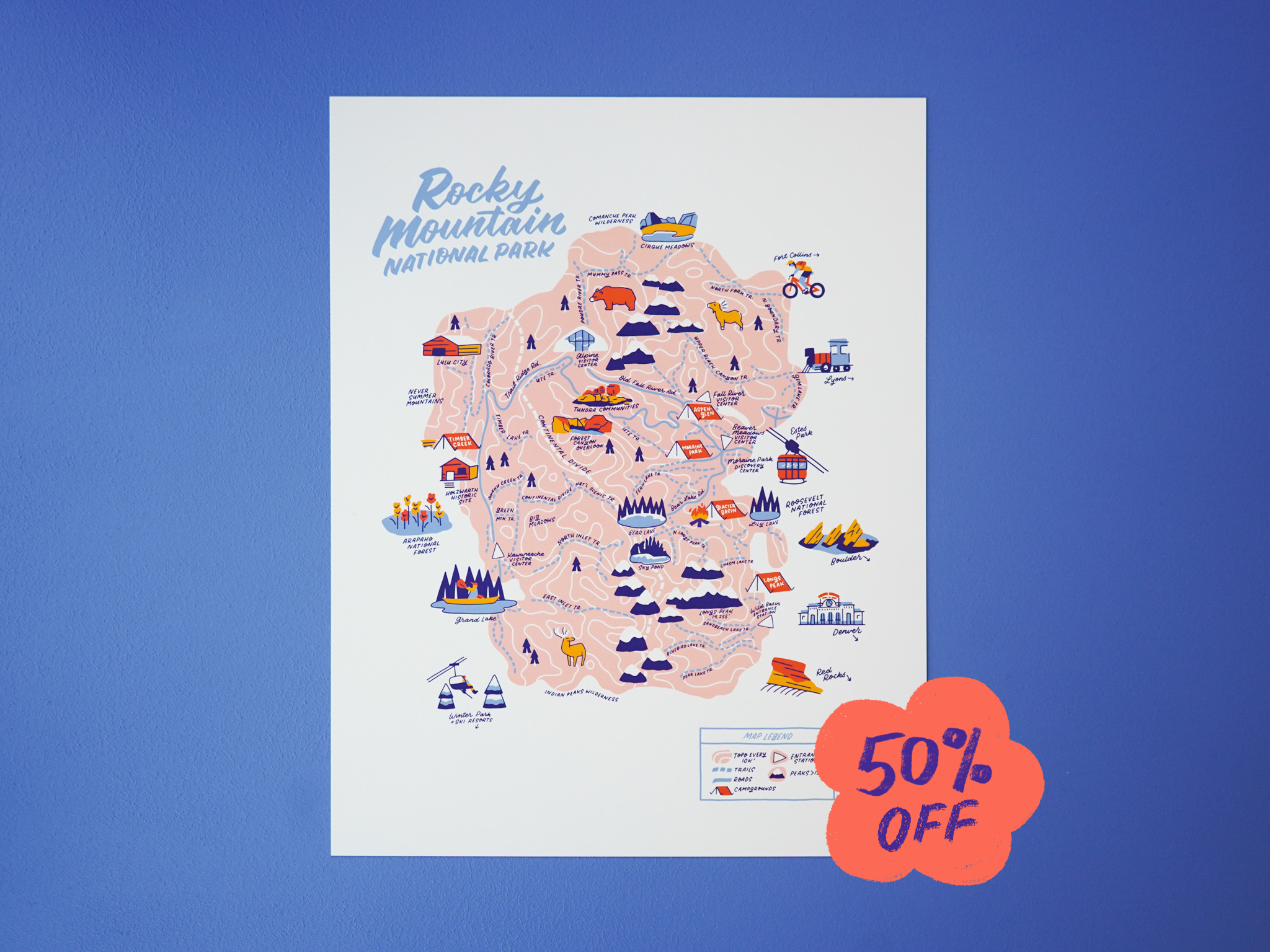 Rocky Mountain Nat’l Park Map - 11x14"