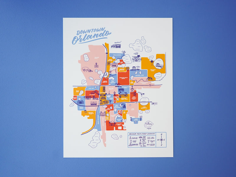 Orlando Florida Downtown Map - 11x14"