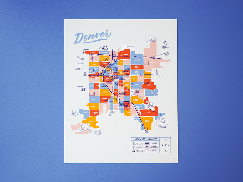 Denver Colorado Map - 11x14"