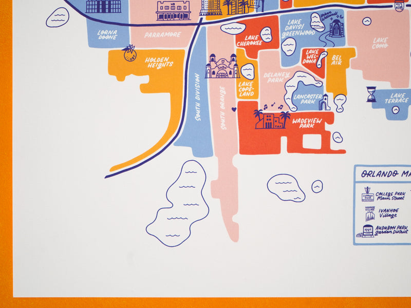 Orlando Florida Downtown Map - 11x14"