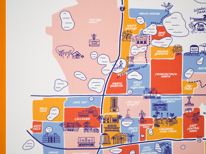 Orlando Florida Downtown Map - 11x14"