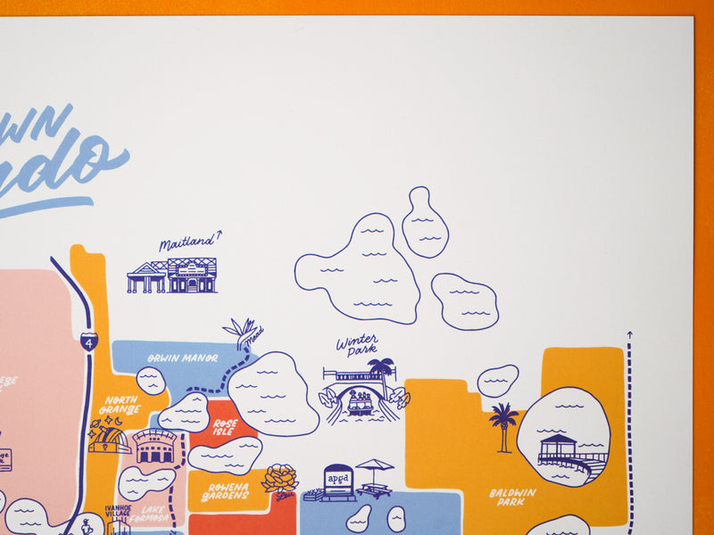 Orlando Florida Downtown Map - 11x14"