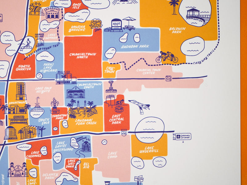 Orlando Florida Downtown Map - 11x14"