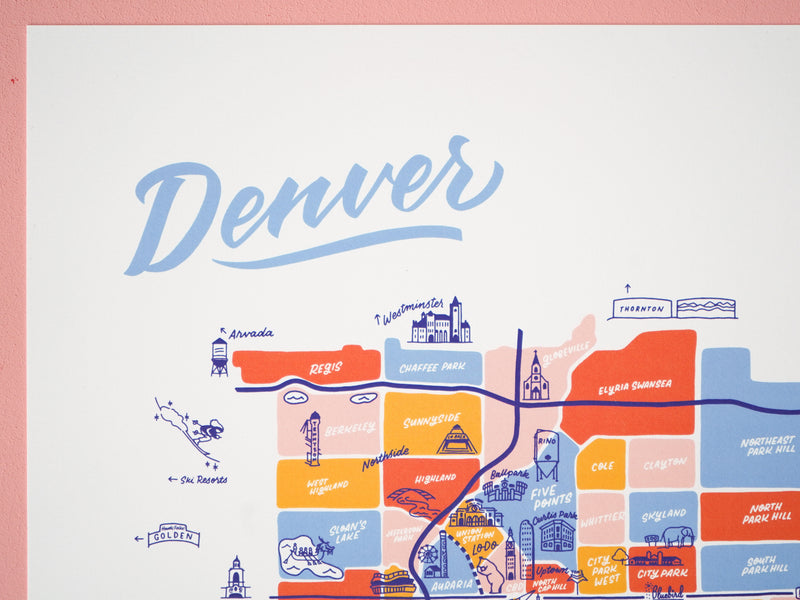 Denver Colorado Map - 11x14"