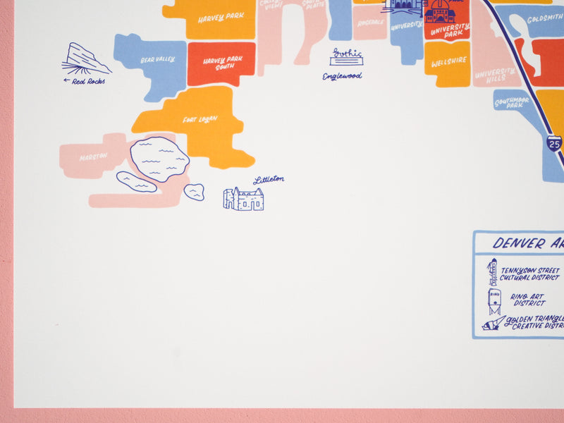 Denver Colorado Map - 11x14"