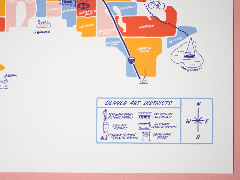 Denver Colorado Map - 11x14"