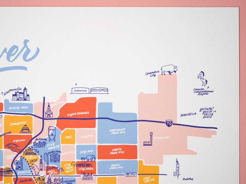 Denver Colorado Map - 11x14"