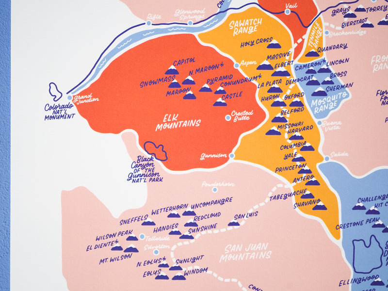Colorado 14ers Map - 11x14"