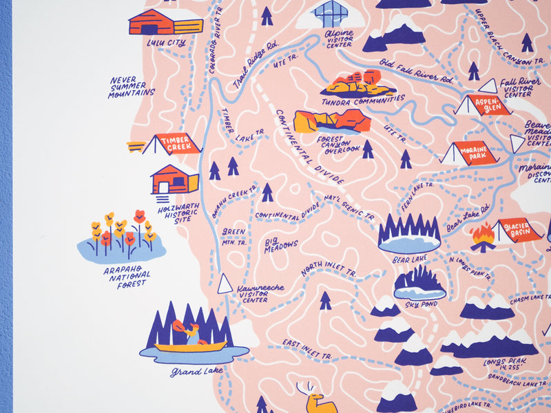 Rocky Mountain National Park Colorado Map - 11x14"
