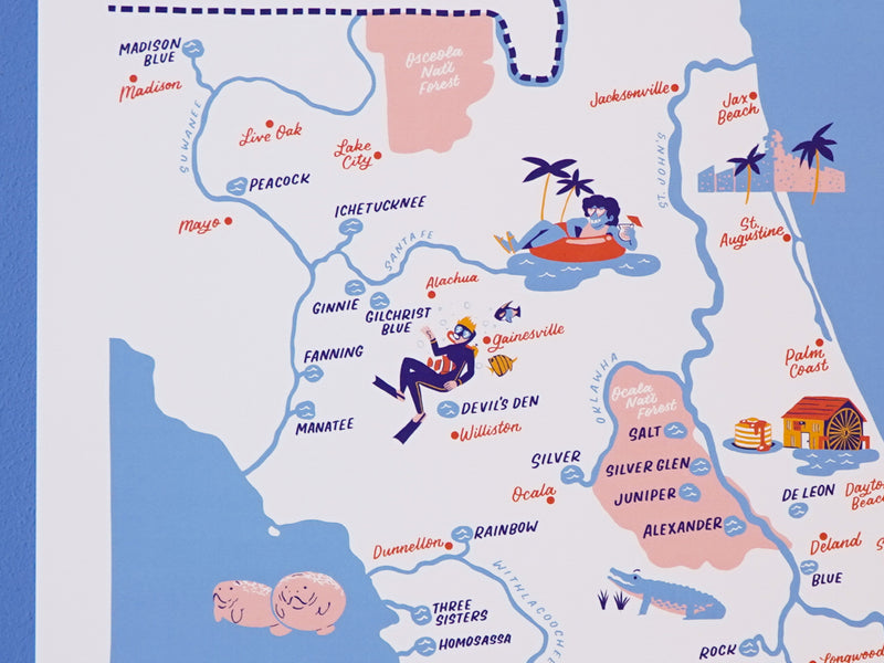 Florida Springs Map - 11x14"
