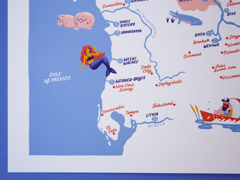 Florida Springs Map - 11x14"