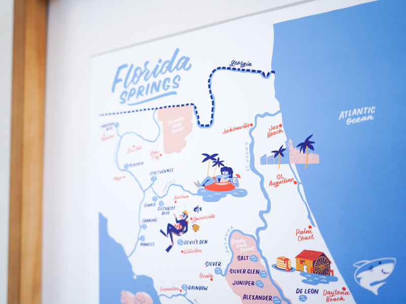 Florida Springs Map - 11x14"
