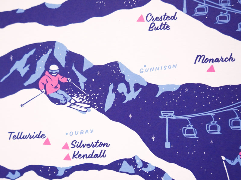 Colorado Ski Areas Map - 11x14"