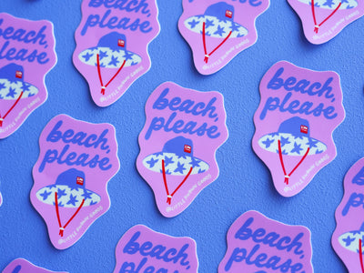 Beach, Please Sticker