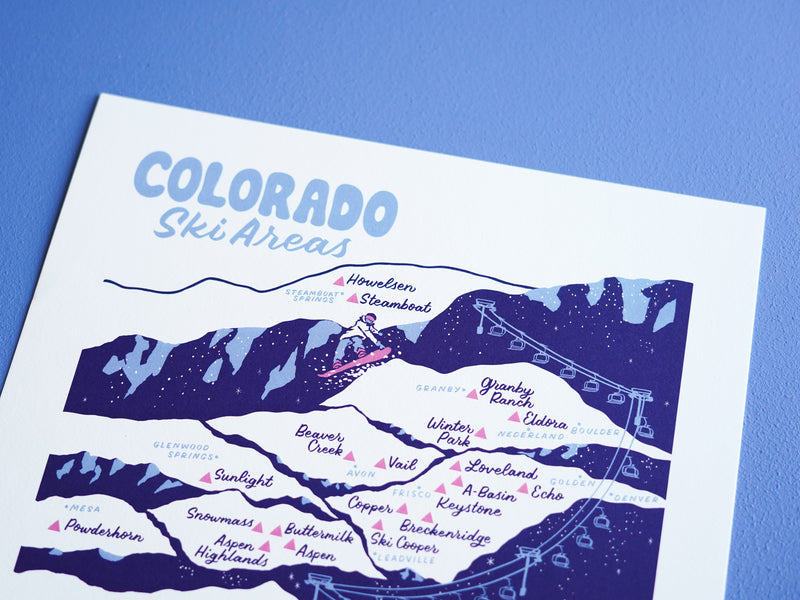 Colorado Ski Areas Map - 11x14"