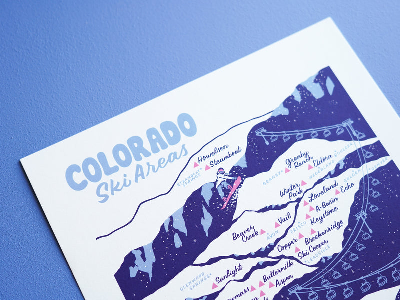Colorado Ski Areas Map - 11x14"