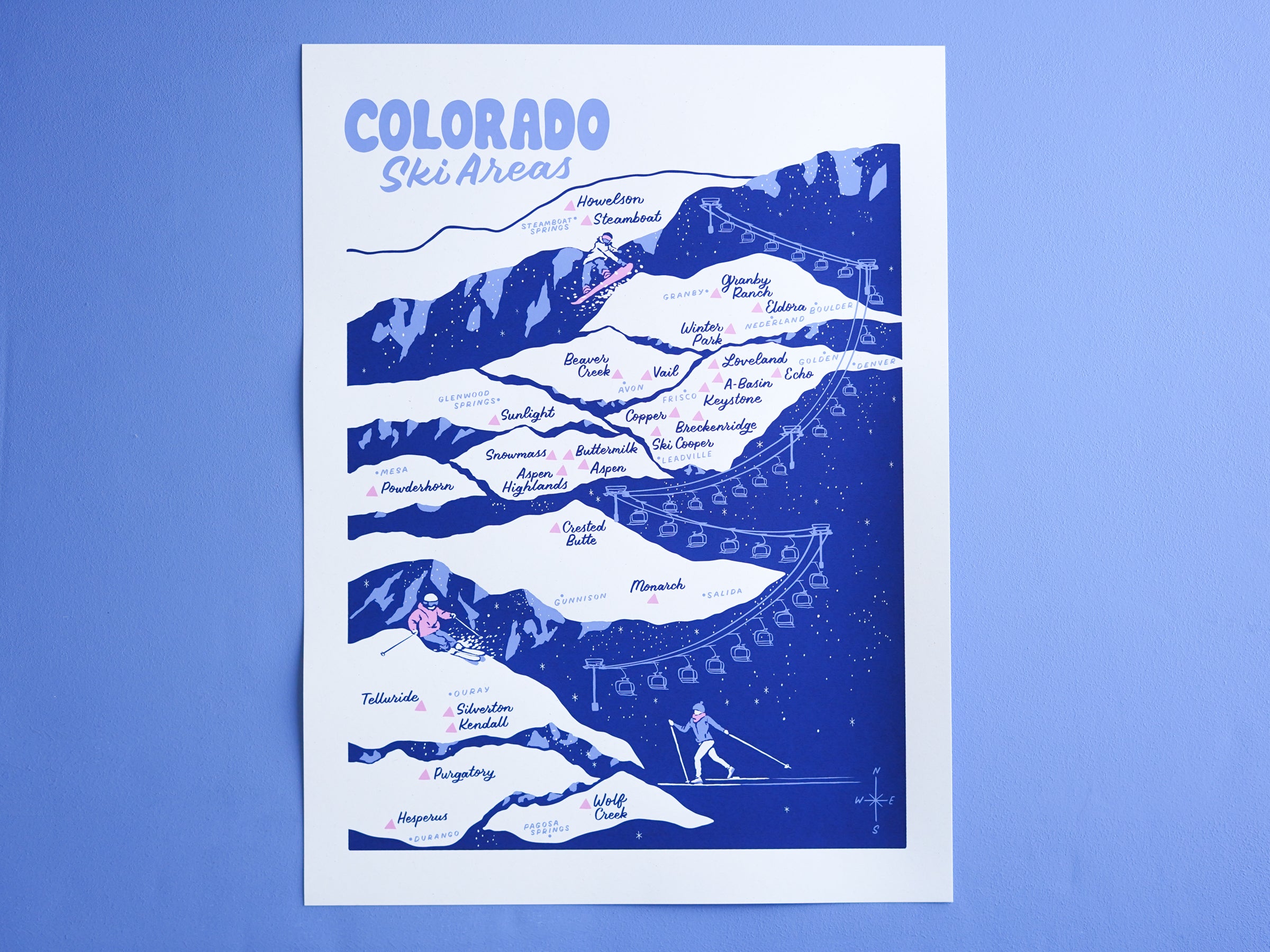Colorado Ski Areas Poster - 18x24"