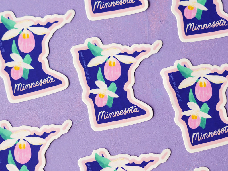 Minnesota State Flower Lady's Slipper Sticker