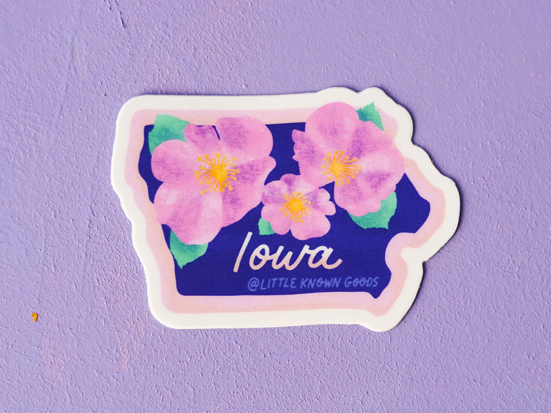 Iowa State Flower Wild Rose Sticker