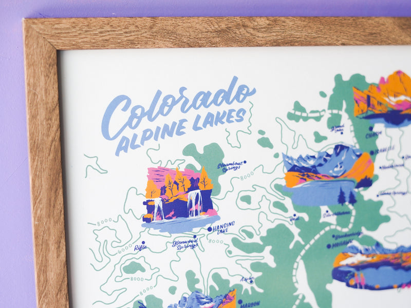 Colorado Alpine Lakes Map - 11x14"