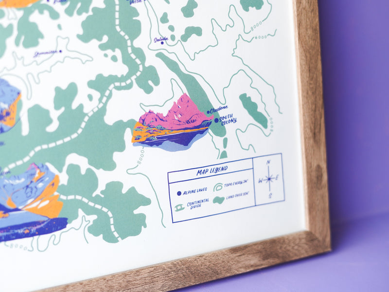 Colorado Alpine Lakes Map - 11x14"